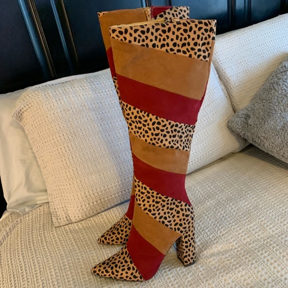 Shoes - Multicolor Cheetah Print Knee High Boots